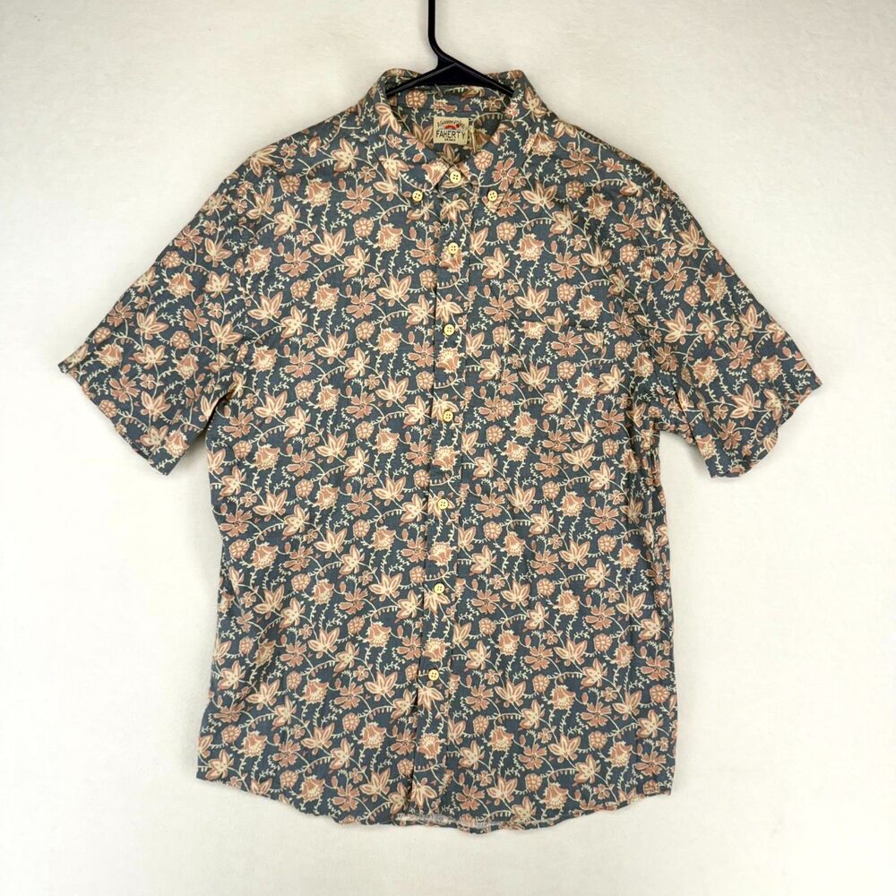 Faherty Brand Men's SS Breeze Shirt M Short Sleeve‎ Floral Batik Button Down